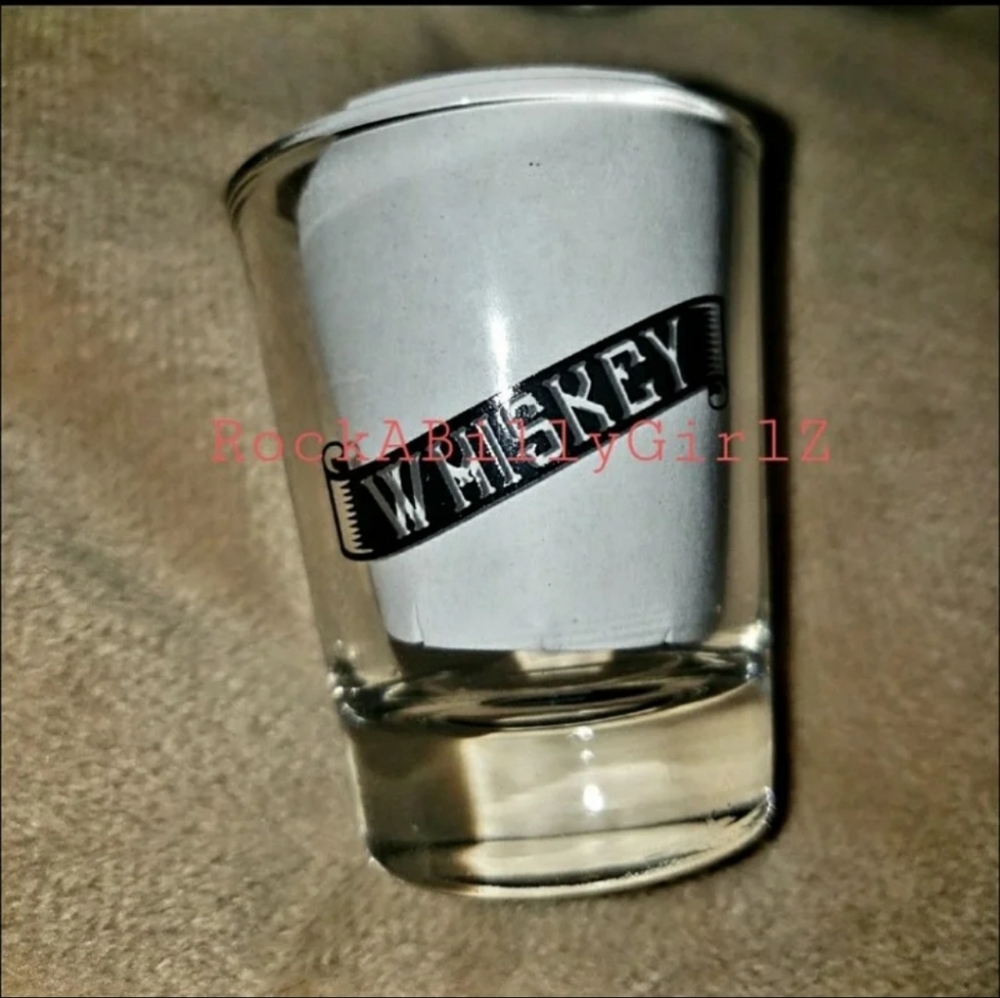 Sourpuss Whiskey Banner Tattoo Flash 1 of 3 Limited Edition 2oz Shot Glasses